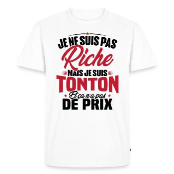 Je ne suis pas riche mais je suis tonton - T-shirt Premium bio Homme - blanc - Devant - Nico (187cm)