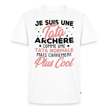 Je suis une tata archère - T-shirt Premium bio Homme - blanc - Devant - Nico (187cm)