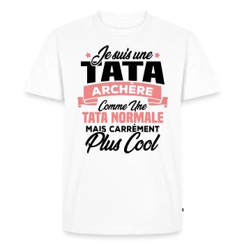 Je suis une tata archère - T-shirt Premium bio Homme - blanc - Devant - Nico (187cm)