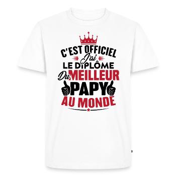 Meilleur papy au monde - T-shirt Premium bio Homme - blanc - Devant - Nico (187cm)