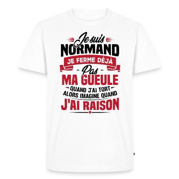 Humour cadeau Je suis Normand - T-shirt Premium bio Homme - blanc - Devant - Nico (187cm)
