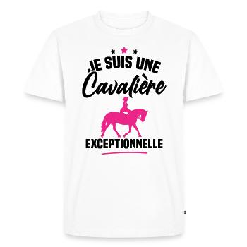 Je suis une cavalière exceptionnelle - T-shirt Premium bio Homme - blanc - Devant - Nico (187cm)