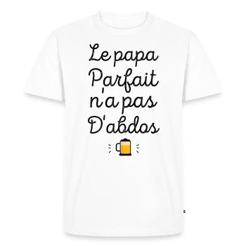 Le papa parfait n'a pas d'abdos - T-shirt Premium bio Homme - blanc - Devant - Nico (187cm)