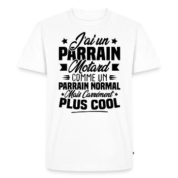 J'ai un parrain motard comme un parrain normal - T-shirt Premium bio Homme - blanc - Devant - Nico (187cm)