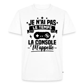 La console m'appelle - cadeau humour geek - T-shirt Premium bio Homme - blanc - Devant - Nico (187cm)