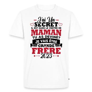 Je vais être grande frère 2023 - T-shirt Premium bio Homme - blanc - Devant - Nico (187cm)