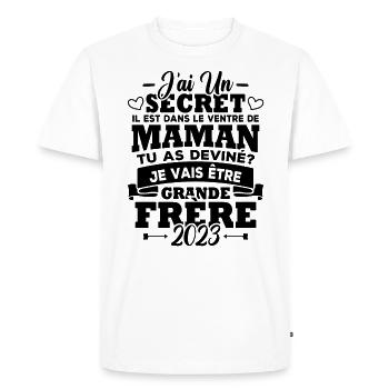 Je vais être grande frère 2023 - T-shirt Premium bio Homme - blanc - Devant - Nico (187cm)