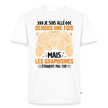 Humour cadeau console graphisme jeux vidéo - T-shirt Premium bio Homme - blanc - Devant - Nico (187cm)