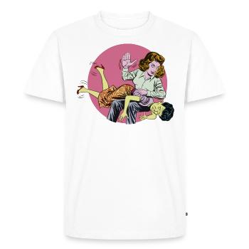 Spank 2 - Men's Premium Organic T-Shirt - white - Front - Nico (187cm)