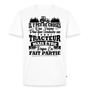 J'aime un Tracteur et Papa / Humour cadeau papa - T-shirt Premium bio Homme - blanc - Devant - Nico (187cm)