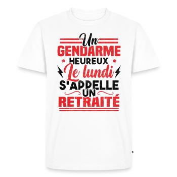 Un gendarme heureux le lundi s appelle un retraité - T-shirt Premium bio Homme - blanc - Devant - Nico (187cm)