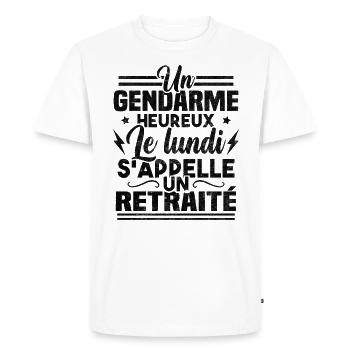 Un gendarme heureux le lundi s appelle un retraité - T-shirt Premium bio Homme - blanc - Devant - Nico (187cm)