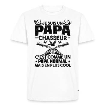 Un papa chasseur c'est comme un papa normal - T-shirt Premium bio Homme - blanc - Devant - Nico (187cm)