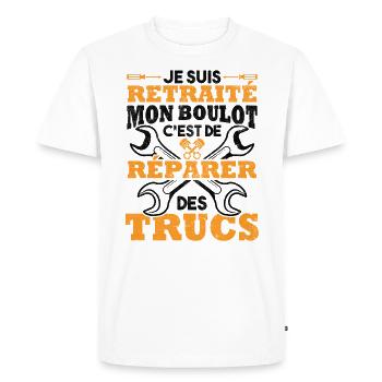 Retraité mon boulot est de réparer des trucs - T-shirt Premium bio Homme - blanc - Devant - Nico (187cm)