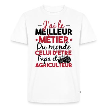Papa et Agriculteur - Humour papa agriculteur - T-shirt Premium bio Homme - blanc - Devant - Nico (187cm)