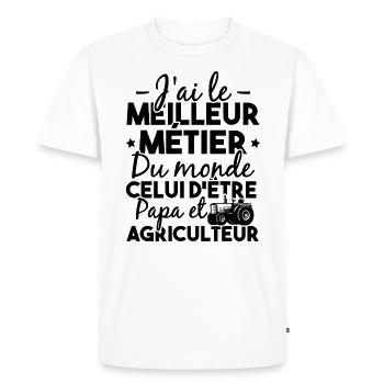 Papa et Agriculteur - Humour papa agriculteur - T-shirt Premium bio Homme - blanc - Devant - Nico (187cm)