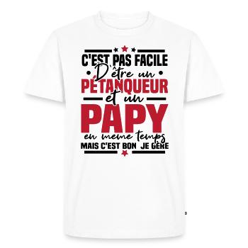 Pétanqueur et Papy - T-shirt Premium bio Homme - blanc - Devant - Nico (187cm)