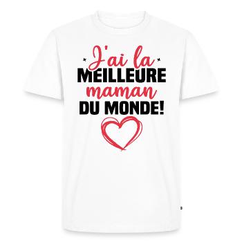 J ai la meilleure maman du monde - T-shirt Premium bio Homme - blanc - Devant - Nico (187cm)