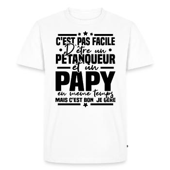 Pétanqueur et Papy - T-shirt Premium bio Homme - blanc - Devant - Nico (187cm)