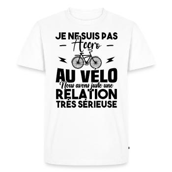 Je ne suis pas accro au vélo - T-shirt Premium bio Homme - blanc - Devant - Nico (187cm)