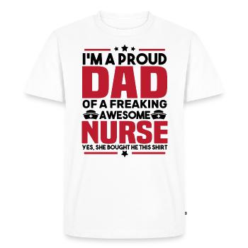 Fier d'être le père d'une infirmière géniale - T-shirt Premium bio Homme - blanc - Devant - Nico (187cm)