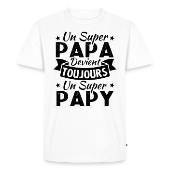 Un super papa devient toujours un super papy - T-shirt Premium bio Homme - blanc - Devant - Nico (187cm)