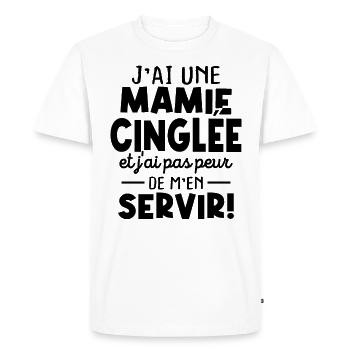 J'ai une mamie cinglée et je peux m'en servir - T-shirt Premium bio Homme - blanc - Devant - Nico (187cm)