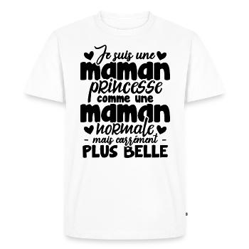 Je suis une maman princesse carrément plus belle - T-shirt Premium bio Homme - blanc - Devant - Nico (187cm)