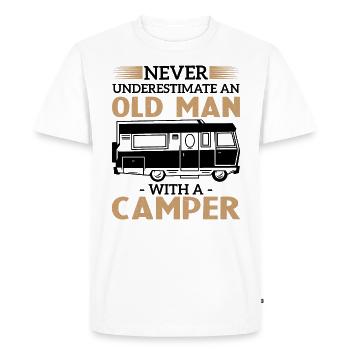Ne sous-estimez jamais un vieil homme avec un camping-car - T-shirt Premium bio Homme - blanc - Devant - Nico (187cm)