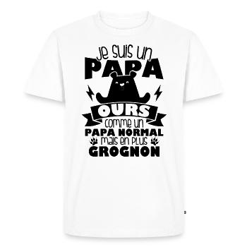 Je suis un papa ours comme un papa normal cadeau - T-shirt Premium bio Homme - blanc - Devant - Nico (187cm)