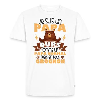 Je suis un papa ours comme un papa normal cadeau - T-shirt Premium bio Homme - blanc - Devant - Nico (187cm)