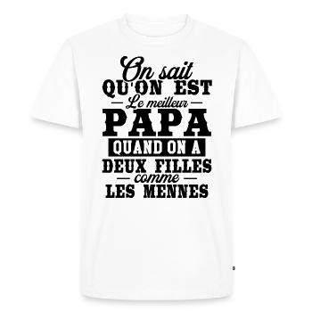 Qu'on est le meilleur papa quand on a deux filles - T-shirt Premium bio Homme - blanc - Devant - Nico (187cm)