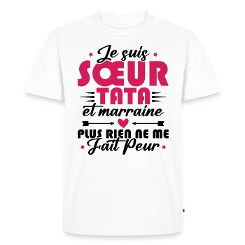 Sœur Tata et Marraine - T-shirt Premium bio Homme - blanc - Devant - Nico (187cm)