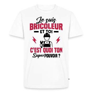 Je suis bricoleur - T-shirt Premium bio Homme - blanc - Devant - Nico (187cm)