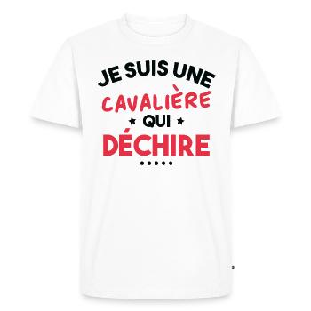 Je suis Une cavalière Qui déchire - T-shirt Premium bio Homme - blanc - Devant - Nico (187cm)