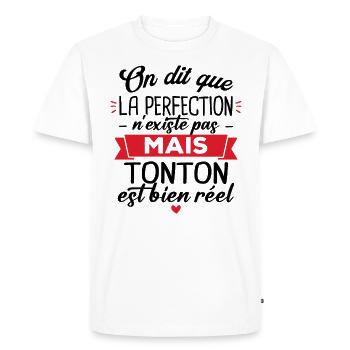 Tonton parfait, Cadeau humour tonton - T-shirt Premium bio Homme - blanc - Devant - Nico (187cm)