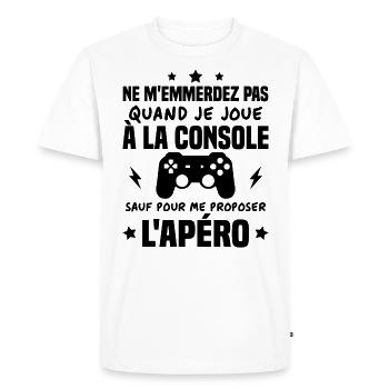 Quand je joue à la console Humour Cadeau - T-shirt Premium bio Homme - blanc - Devant - Nico (187cm)