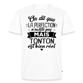 Tonton parfait, Cadeau humour tonton - T-shirt Premium bio Homme - blanc - Devant - Nico (187cm)