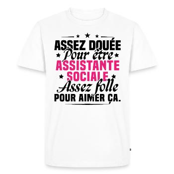 Assistante Sociale Métier Humour Cadeau Femme - T-shirt Premium bio Homme - blanc - Devant - Nico (187cm)