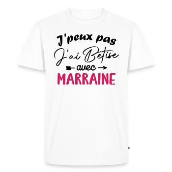 J peux pas j ai bêtise avec marraine - T-shirt Premium bio Homme - blanc - Devant - Nico (187cm)