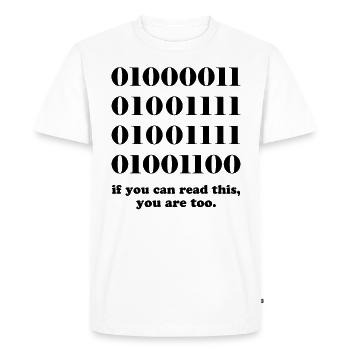 Cadeau développeurs de code binaire informatique - T-shirt Premium bio Homme - blanc - Devant - Nico (187cm)