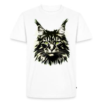 Visage de chat - T-shirt Premium bio Homme - blanc - Devant - Nico (187cm)