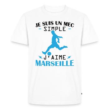 Je suis un mec simple j aime marseille - T-shirt Premium bio Homme - blanc - Devant - Nico (187cm)