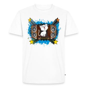 Chat qui chante - T-shirt Premium bio Homme - blanc - Devant - Nico (187cm)