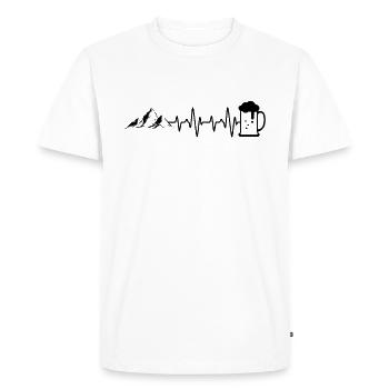 Heartbeat Mountains and Beer - Men's Premium Organic T-Shirt - white - Front - Nico (187cm)
