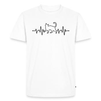 Battement de cœur du chat - T-shirt Premium bio Homme - blanc - Devant - Nico (187cm)