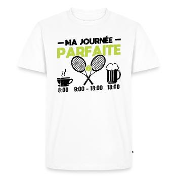 Ma Journée Parfaite Tennis - T-shirt Premium bio Homme - blanc - Devant - Nico (187cm)