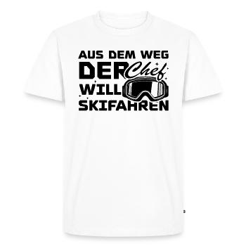 À l’écart, le patron veut skier - T-shirt Premium bio Homme - blanc - Devant - Nico (187cm)