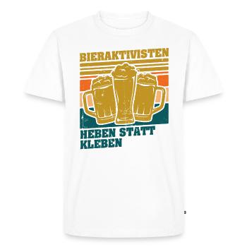 Activistes de la bière : soulever au lieu de coller - T-shirt Premium bio Homme - blanc - Devant - Nico (187cm)
