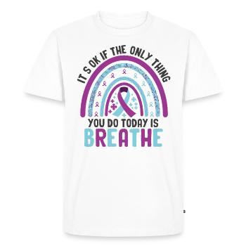 Guerrier de la santé mentale violet et turquoise - T-shirt Premium bio Homme - blanc - Devant - Nico (187cm)